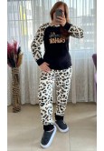 PELUŞ LEOPAR DESEN PİJAMA TAKIM