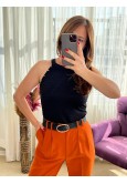 TAŞ DETAYLI HALTER YAKA BLUZ
