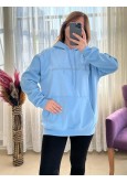MAVİ KAPUŞONLU SWEAT