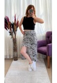 ZEBRA DESENLİ  YIRTMAÇLI ETEK