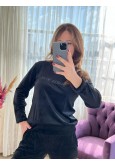 SİYAH KADİFE PİJAMA TAKIMI