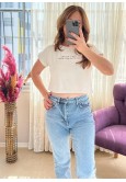 KREM RENGİ CROP TİŞÖRT