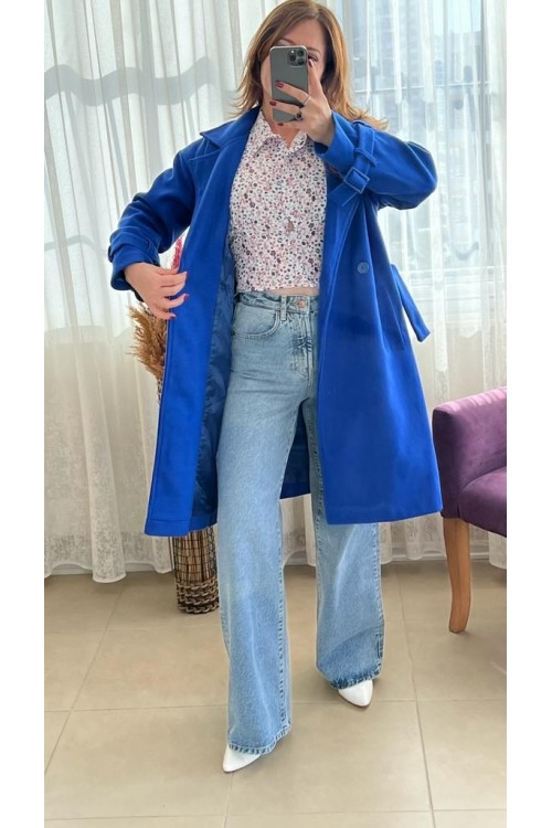 SAKS MAVİSİ KAŞE KABAN