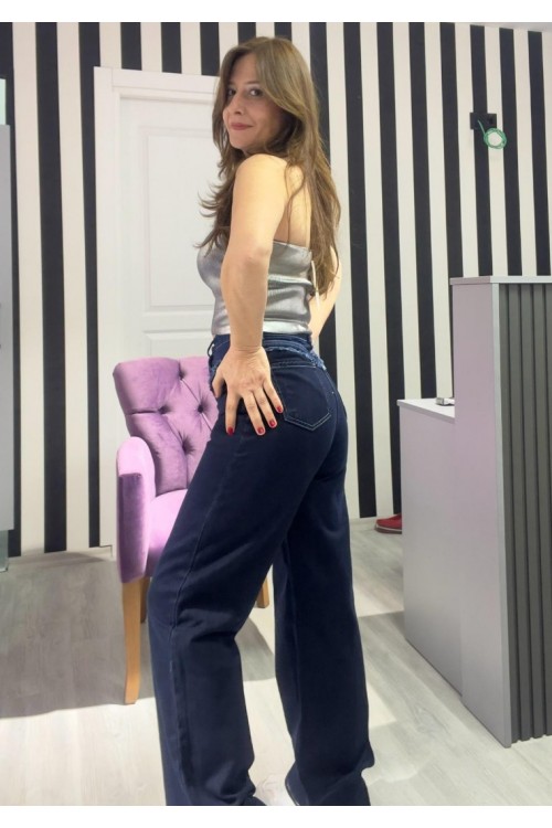 LACİVERT PALAZZO KOT PANTOLON