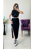 ZİNCİR DETAYLI SİYAH KORSE CROP