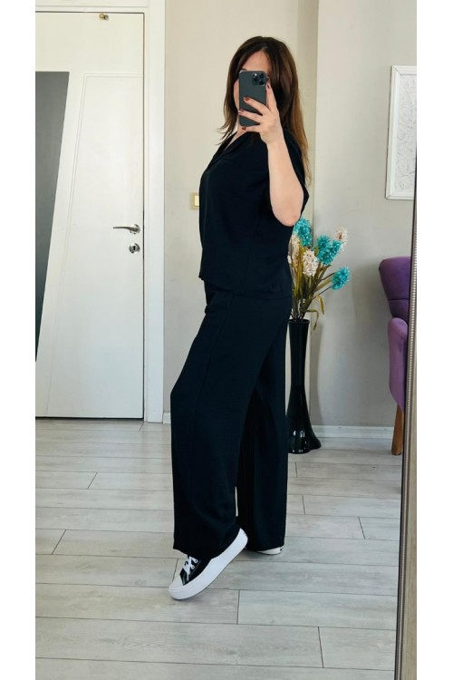 SİYAH PANTOLON GÖMLEK KETEN TAKIM