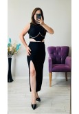 ZİNCİR DETAYLI SİYAH KORSE CROP