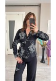 KUŞAKLI KETEN SİYAH GÖMLEK