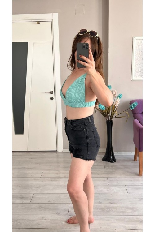 MİNİ KOYU GRİ  YIRTIK KOT ŞORT