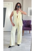 KUŞAKLI SARI  PANTOLON TAKIM